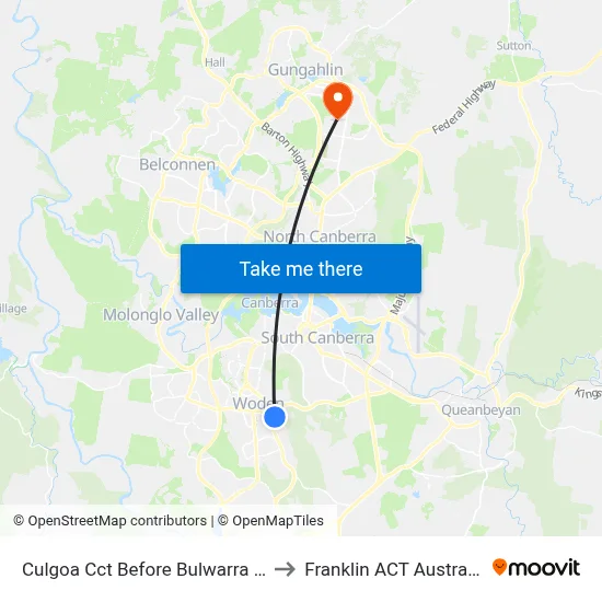 Culgoa Cct Before Bulwarra Cl to Franklin ACT Australia map