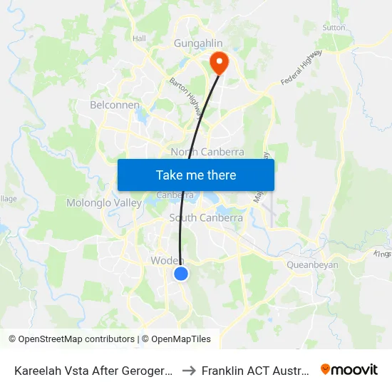Kareelah Vsta After Gerogery Pl to Franklin ACT Australia map