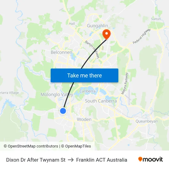 Dixon Dr After Twynam St to Franklin ACT Australia map