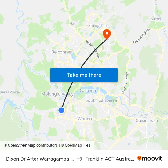 Dixon Dr After Warragamba Av to Franklin ACT Australia map