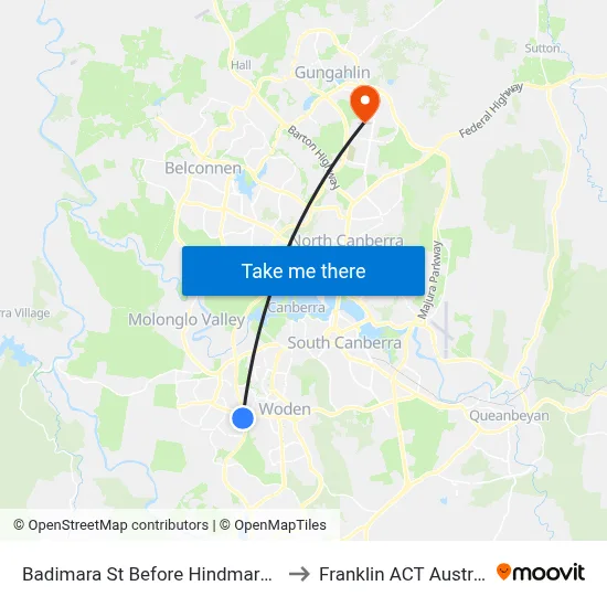 Badimara St Before Hindmarsh Dr to Franklin ACT Australia map