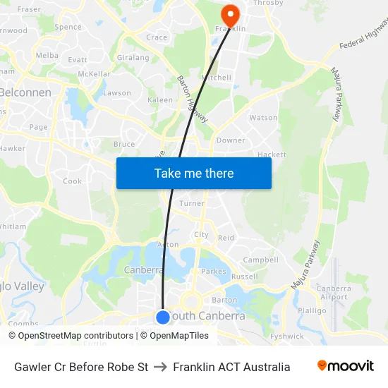 Gawler Cr Before Robe St to Franklin ACT Australia map
