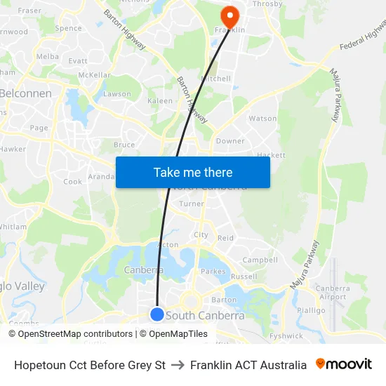 Hopetoun Cct Before Grey St to Franklin ACT Australia map