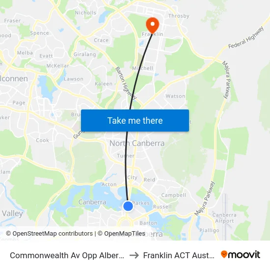 Commonwealth Av Opp Albert Hall to Franklin ACT Australia map