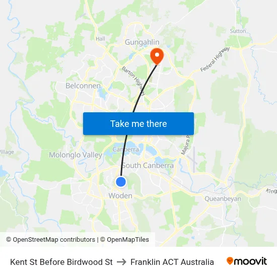 Kent St Before Birdwood St to Franklin ACT Australia map