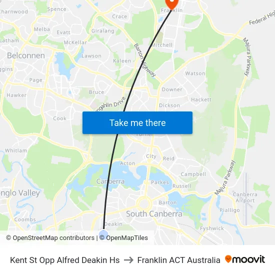 Kent St Opp Alfred Deakin Hs to Franklin ACT Australia map