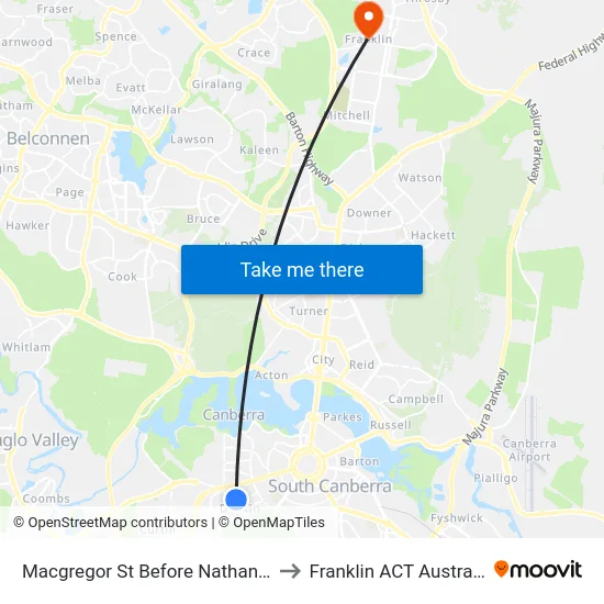 Macgregor St Before Nathan St to Franklin ACT Australia map