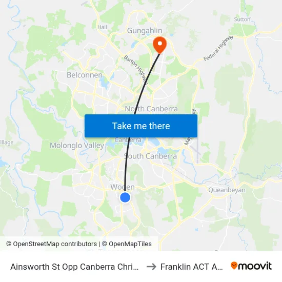 Ainsworth St Opp Canberra Christian School to Franklin ACT Australia map