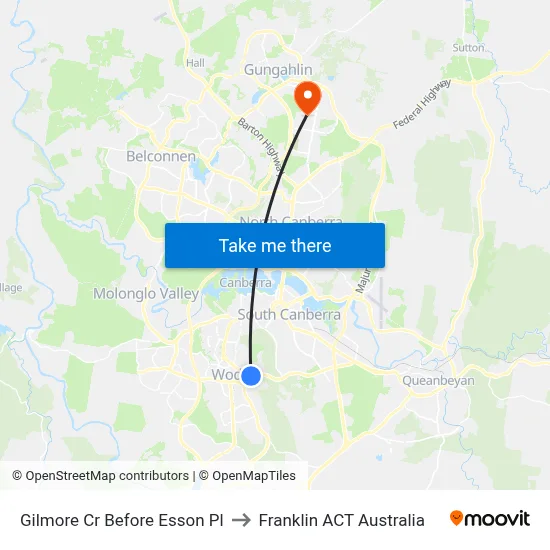 Gilmore Cr Before Esson Pl to Franklin ACT Australia map