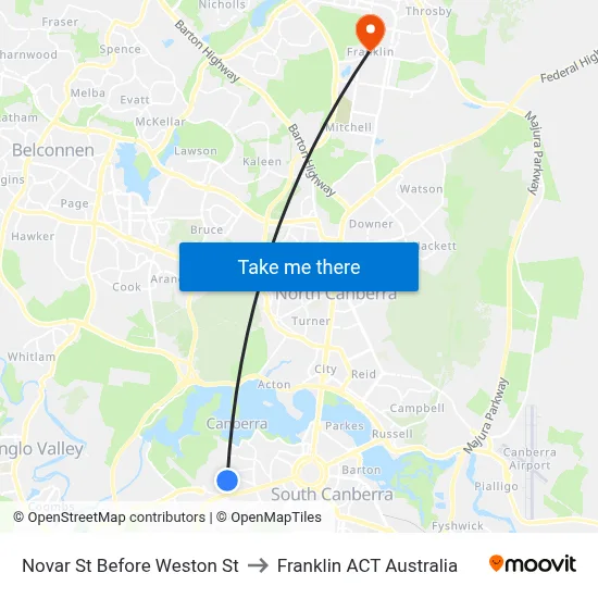 Novar St Before Weston St to Franklin ACT Australia map