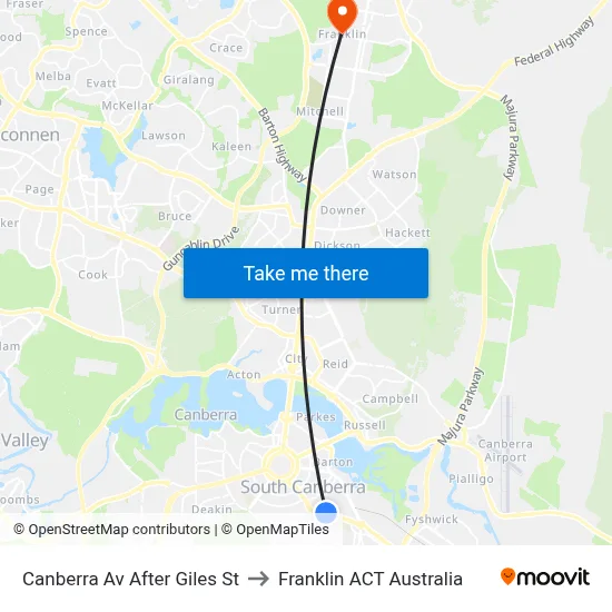 Canberra Av After Giles St to Franklin ACT Australia map