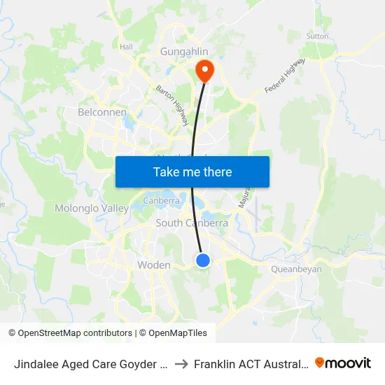 Jindalee Aged Care Goyder St to Franklin ACT Australia map