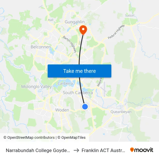 Narrabundah College Goyder St to Franklin ACT Australia map