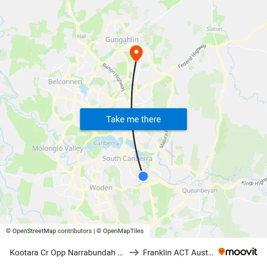 Kootara Cr Opp Narrabundah Shops to Franklin ACT Australia map