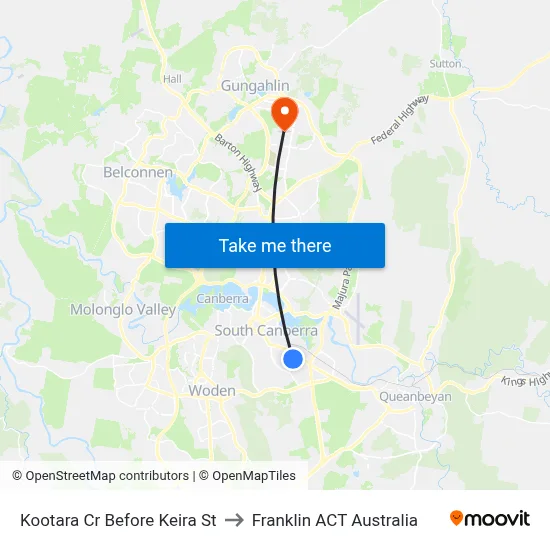 Kootara Cr Before Keira St to Franklin ACT Australia map