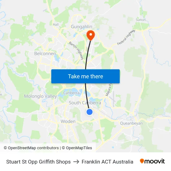 Stuart St Opp Griffith Shops to Franklin ACT Australia map