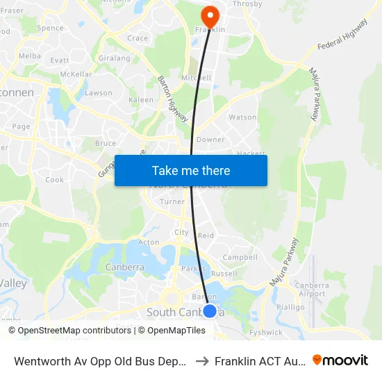 Wentworth Av Opp Old Bus Depot Markets to Franklin ACT Australia map