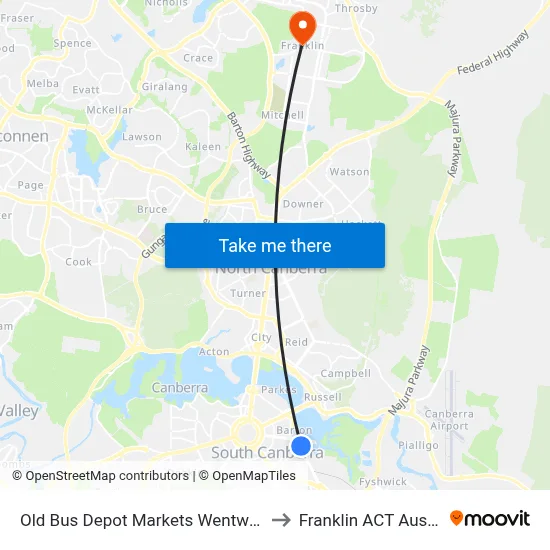 Old Bus Depot Markets Wentworth Av to Franklin ACT Australia map