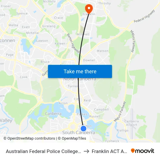 Australian Federal Police College Brisbane Av to Franklin ACT Australia map