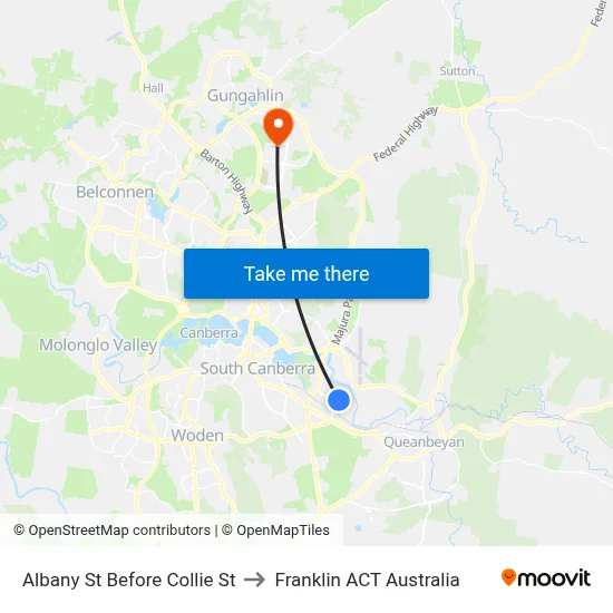 Albany St Before Collie St to Franklin ACT Australia map