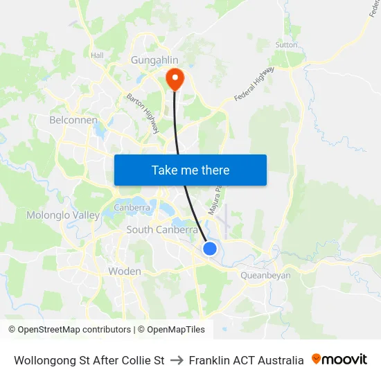 Wollongong St After Collie St to Franklin ACT Australia map