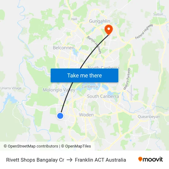 Rivett Shops Bangalay Cr to Franklin ACT Australia map