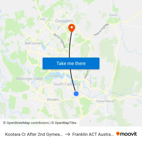 Kootara Cr After 2nd Gymea St to Franklin ACT Australia map