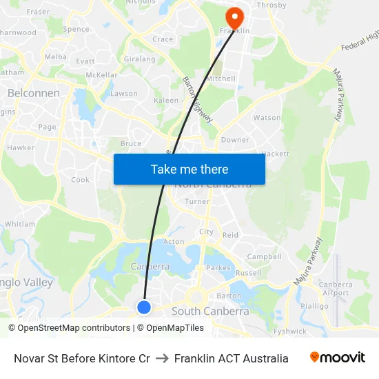 Novar St Before Kintore Cr to Franklin ACT Australia map