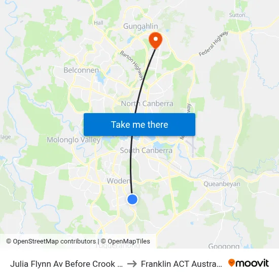 Julia Flynn Av Before Crook Pl to Franklin ACT Australia map