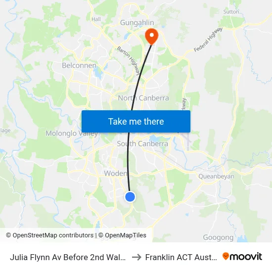Julia Flynn Av Before 2nd Walton St to Franklin ACT Australia map