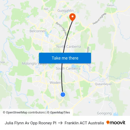 Julia Flynn Av Opp Rooney Pl to Franklin ACT Australia map