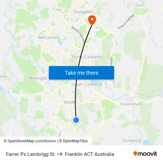Farrer Ps Lambrigg St to Franklin ACT Australia map