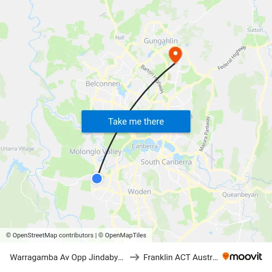 Warragamba Av Opp Jindabyne St to Franklin ACT Australia map