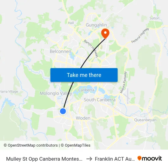 Mulley St Opp Canberra Montessori School to Franklin ACT Australia map