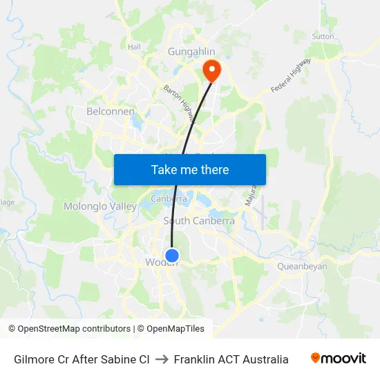 Gilmore Cr After Sabine Cl to Franklin ACT Australia map