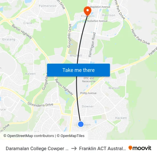 Daramalan College Cowper St to Franklin ACT Australia map