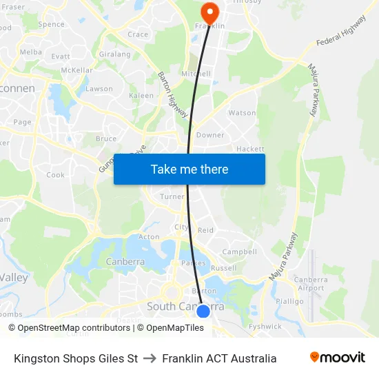 Kingston Shops Giles St to Franklin ACT Australia map
