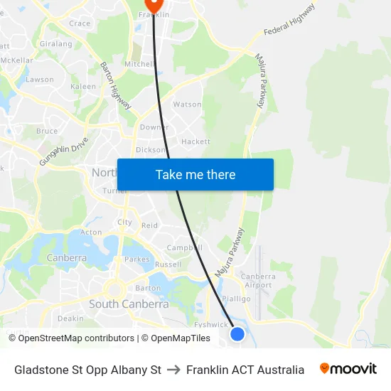 Gladstone St Opp Albany St to Franklin ACT Australia map