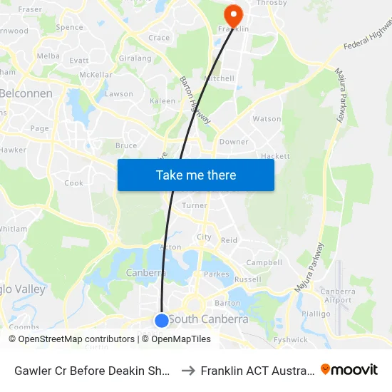 Gawler Cr Before Deakin Shops to Franklin ACT Australia map