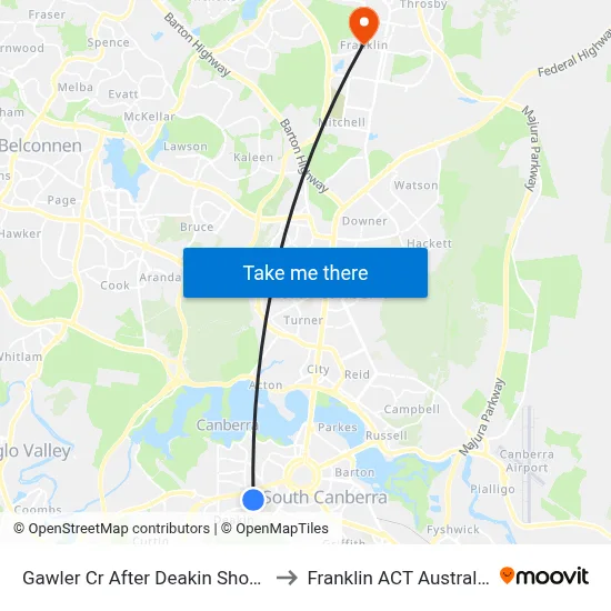 Gawler Cr After Deakin Shops to Franklin ACT Australia map