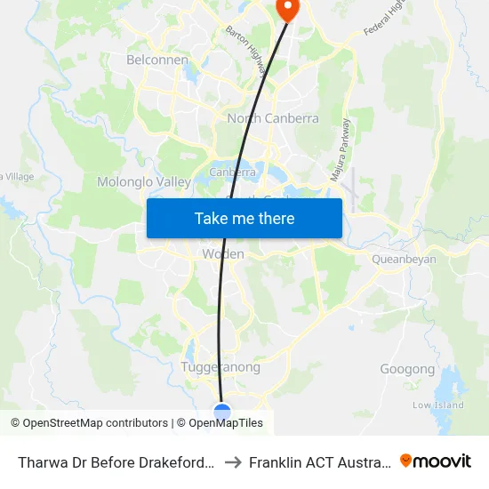 Tharwa Dr Before Drakeford Dr to Franklin ACT Australia map