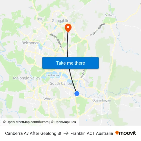 Canberra Av After Geelong St to Franklin ACT Australia map