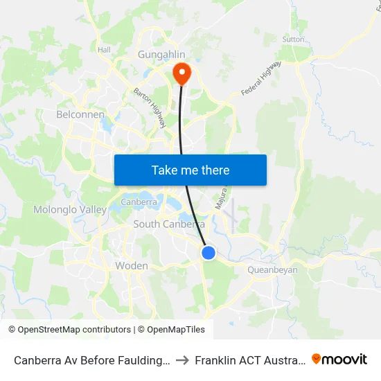 Canberra Av Before Faulding St to Franklin ACT Australia map