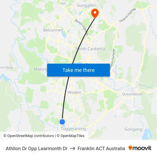 Athllon Dr Opp Learmonth Dr to Franklin ACT Australia map