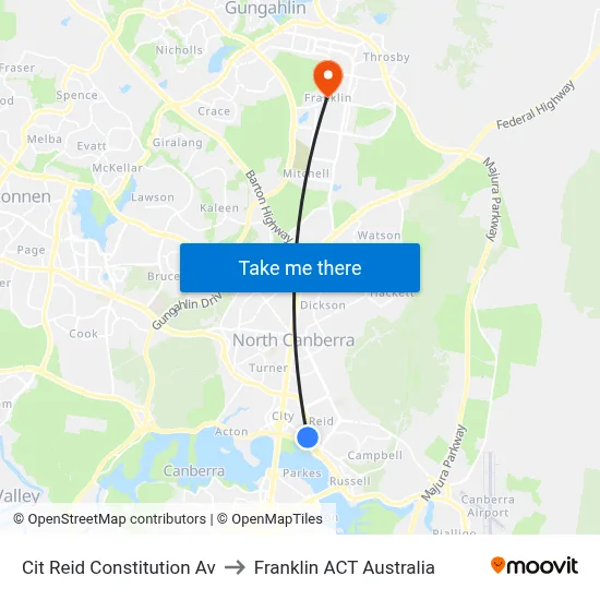 Cit Reid Constitution Av to Franklin ACT Australia map