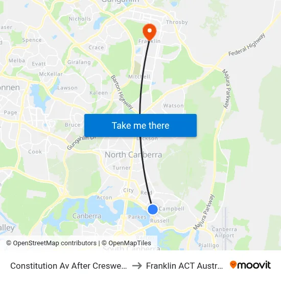 Constitution Av After Creswell St to Franklin ACT Australia map