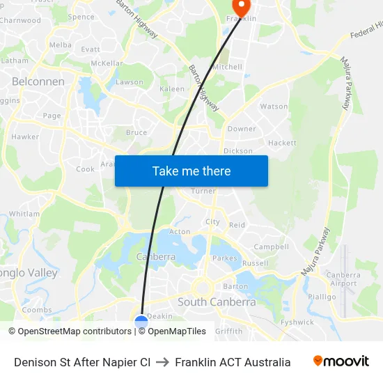 Denison St After Napier Cl to Franklin ACT Australia map