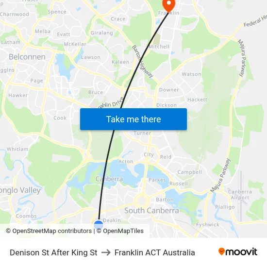 Denison St After King St to Franklin ACT Australia map