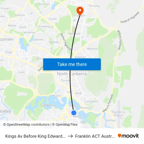 Kings Av Before King Edward Tce to Franklin ACT Australia map