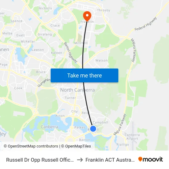 Russell Dr Opp Russell Offices to Franklin ACT Australia map